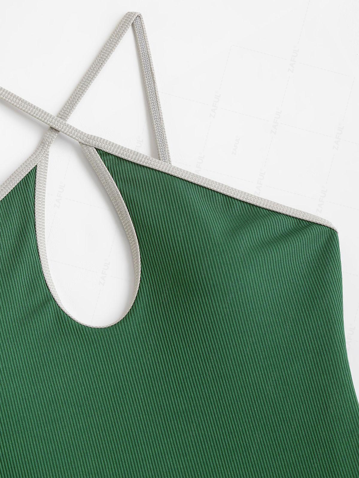 ZAFUL Слитный купальник с ребристым вырезом-замочной скважиной и перекрещивающимися — фото 7