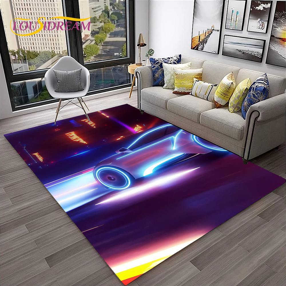 Sports Car Racing Car Carpet Rug for Home Living Room Bedroom Playroom Sofa Doormat Decor,Kids Game Area Rug Non-slip Floor Mat