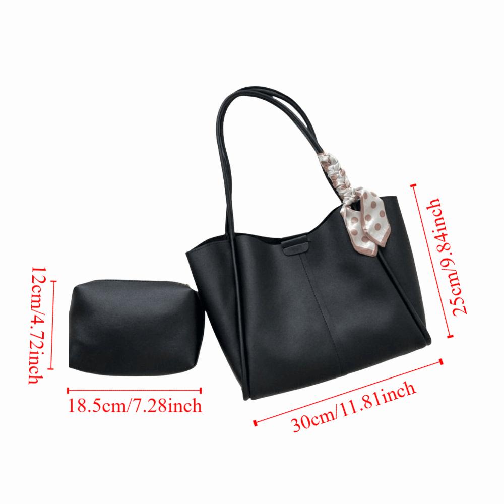 Large Capacity Women PU Shoulder Bag with Small Bag PU Underarm Bag  Office