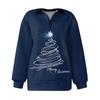 Damen Casual Fashion Langarm Print Oversize Sweatshirt Top mit Reißverschluss