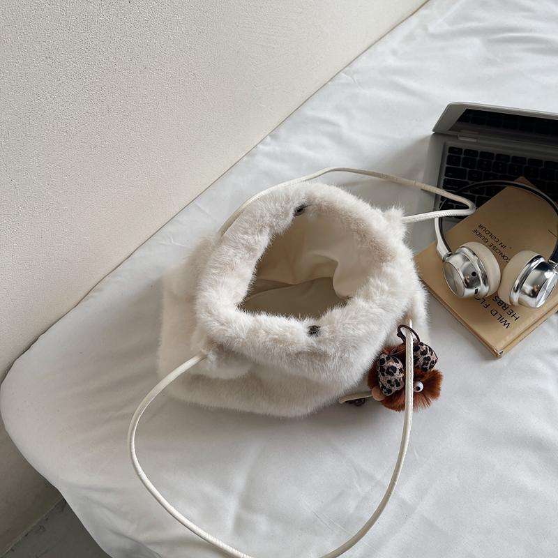 Borsa di peluche Borsa a spalla da pendolare da donna Borsa tote a tinta unita