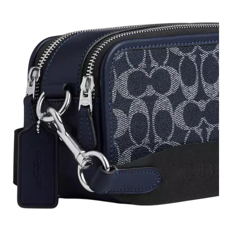 Coach Wyatt 19 Monogram Leder Crossbody Tasche Klein Herren Taschen Denim-Blau CW365-SVDY7