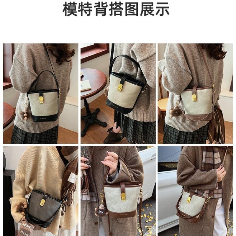 New Bag Women's Autumn and Winter Bucket Bag Niche Design Messenger Bag High Sense Work Hand Carry Women's Bag