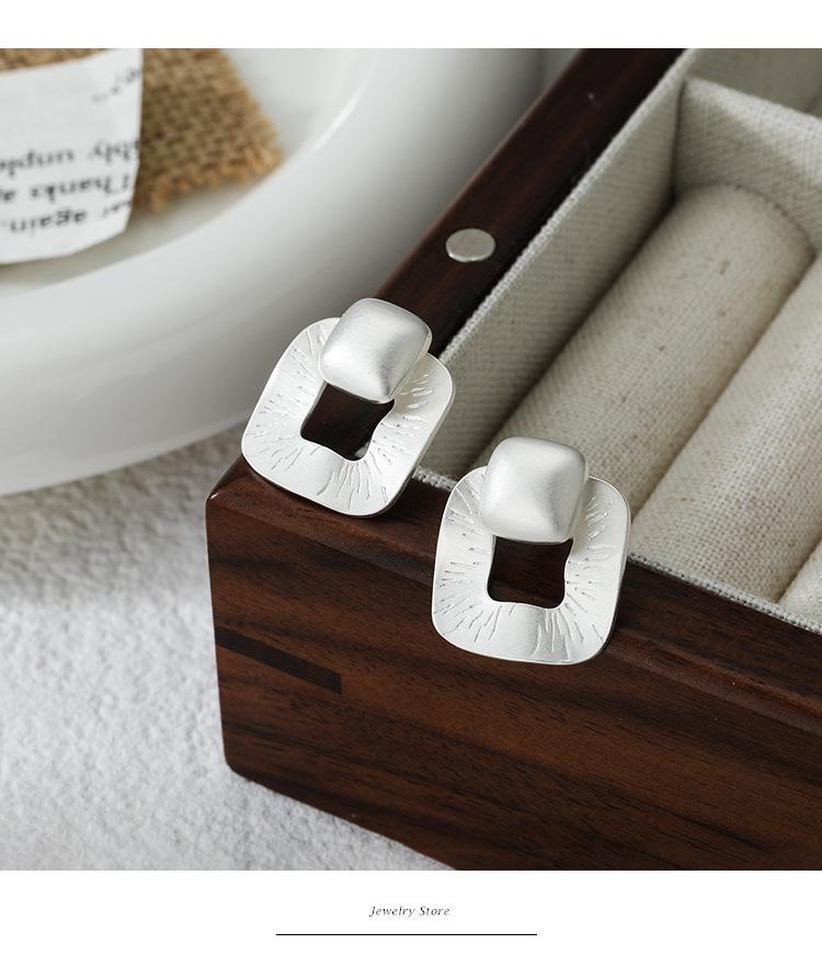 Trendy Geometric Square Stud Earrings for Women - Hip Hop Celebrity Style, High-End Design