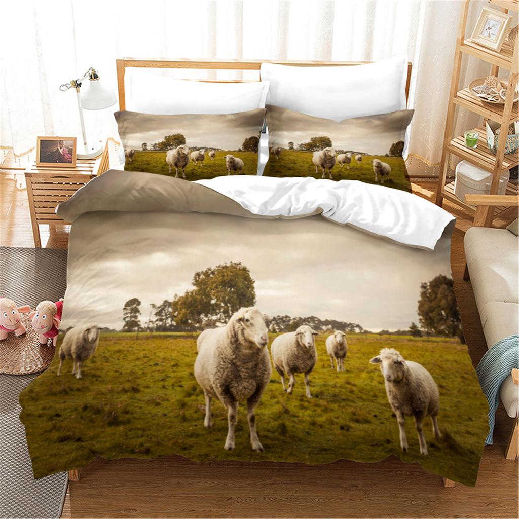 3D Printed Sheep Duvet Cover with Pillow Cover Bedding Set Single Double Twin Full Queen King Size Animal Bed Set Bedroom Decor
