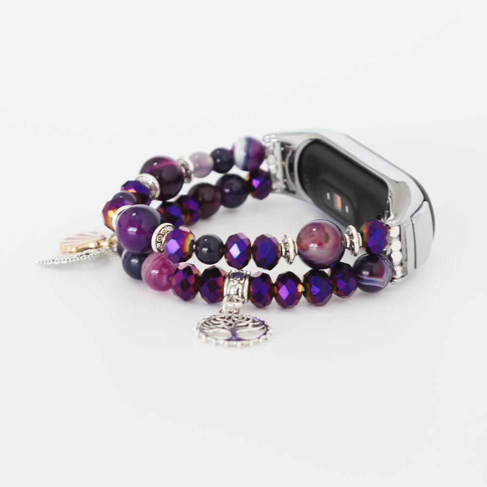 Dressy Watch Mi 9 7 8 Bracelet for Xiaomi Mi Band 6 5 Wristband Bling Jewelry Strap for Mi Band 10 with Luxury Beaded for Women Mi Band 7 фиолетовый