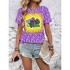 Camiseta Gráfica Vibrante de Mardi Gras Para Homens Mulheres Casual Gola Redonda Manga Curta Camisetas Top Camisetas de Festa Masculinas