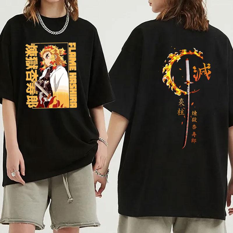 New Anime Rengoku Kyoujurou T Shirt Unisex Short Sleeve O Neck Summer Casual Pattern Printing T-shirt Top Tee