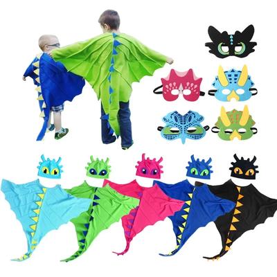 Halloween Christmas Cosplay Dinosaur Cloak and Mask and Hat Suit Dinosaur Cape Hat Mask Cape Party Prop for Kid Cosplay Gift