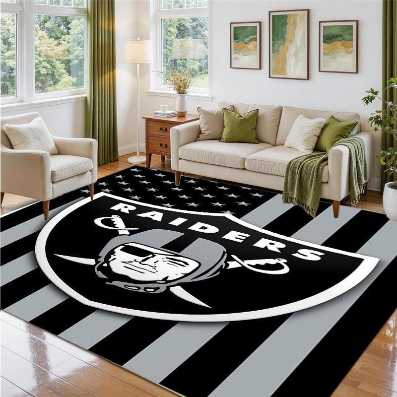 Las Vegas Raiders Design Crystal Velvet Rug Soft Decorative Mat for Bedroom Entrance