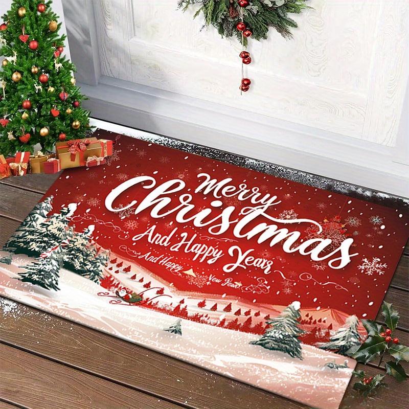 1Pc Christmas Floor Mat Santa Floor Mat Door Mat Door Mat Living Room Decorative Carpet Bathroom Stain Resistant Floor Mat
