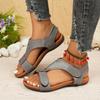 Women's New Plus Size Roman Sandals Women's Flat Velcro Casual Beach Sandals