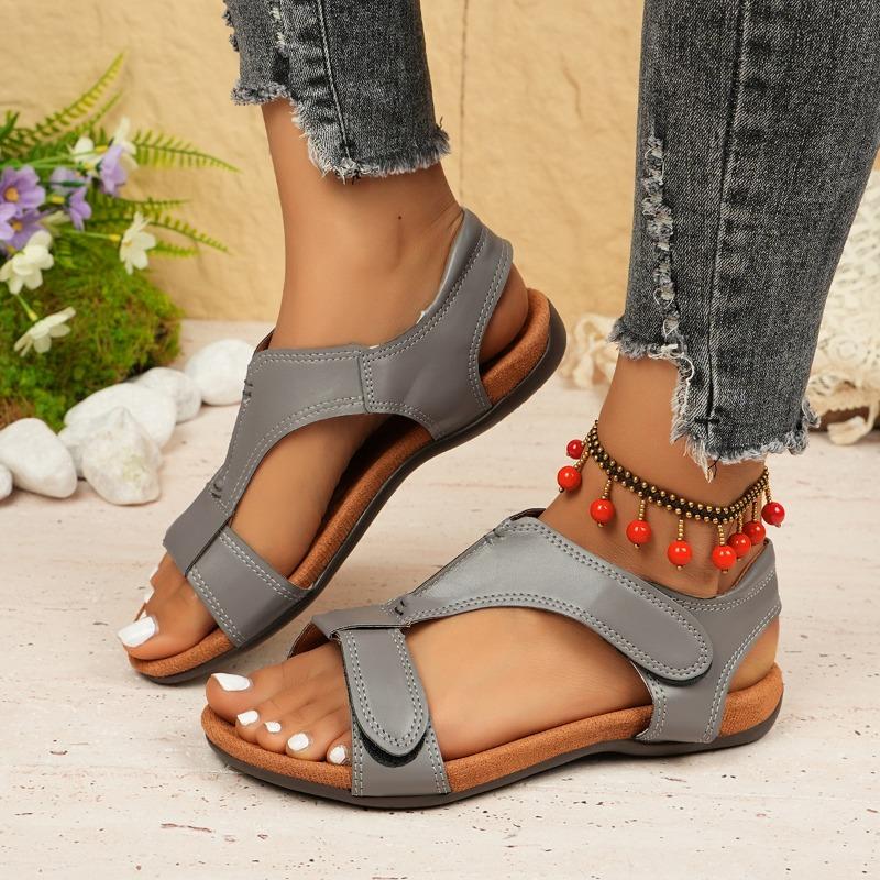 Women's New Plus Size Roman Sandals Women's Flat Velcro Casual Beach Sandals