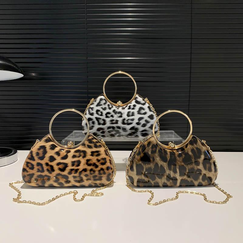 Sac de Soirée pour Femme Sac de Banquet de Fête Sac à Bandoulière avec Chaîne Imprimé Léopard Sac Cabas de Soirée pour Femme Premium Durable