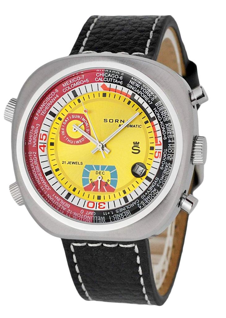 SORNA Automatic watch manual winding Reprint model Yellow (with function) T23766-YELLOW