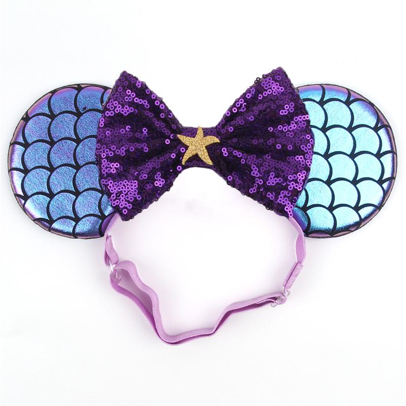 Disney Mausohren Verstellbares Elastisches Stirnband Für Baby Erwachsene Pailletten 5" Schleife Haarband Festival Party DIY Haarschmuck