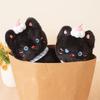 Sitting Pose Black Cat Plush Toy with Cream Cake Meow Meow Plush Toys  Festive Decor