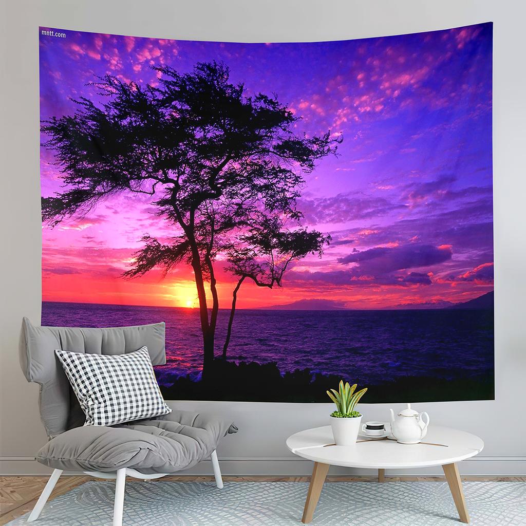 Sunset Beach Tapestry Ocean Waves Tapestry Golden Sky Tapestry Home Living Room Bedroom Dorm Wall Hanging Decorative Blanket