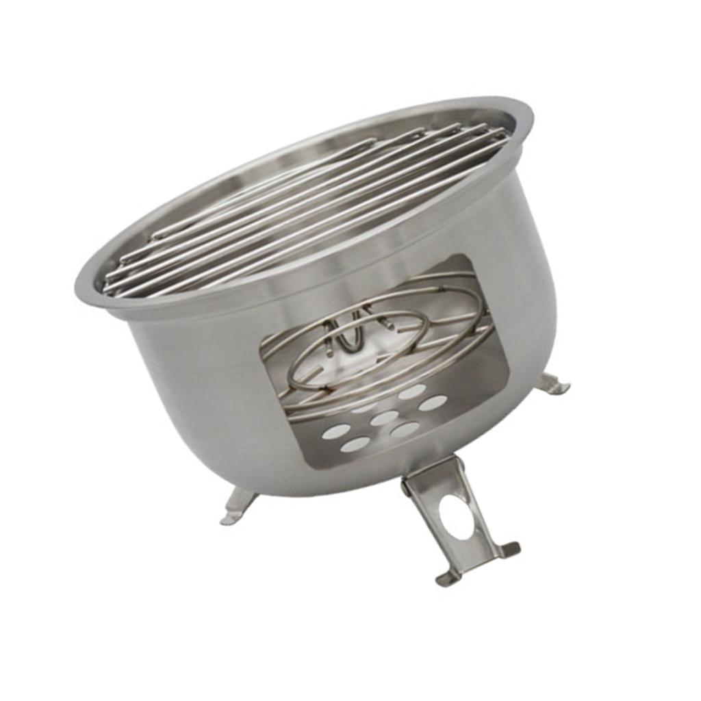 Portable Backpacking Survival Stove Wood Burning Grill Stainless Steel Stove for Outdoor Cooking and BBQ Picnics