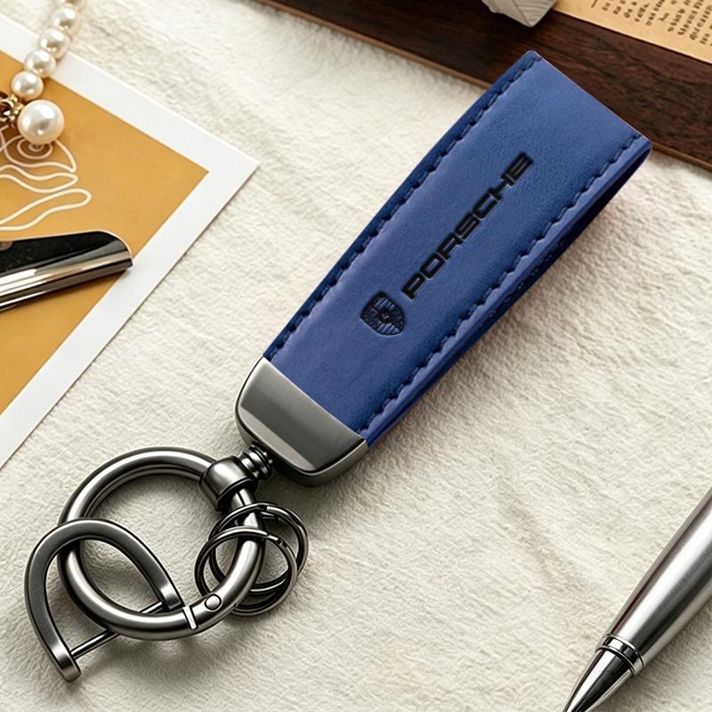 New Sude Leather Car Keychain Key Ring Lanyard Gift Keychain For Porsche Cayenne Panamera Macan Boxster Cayman 718 911 Sticker HF8