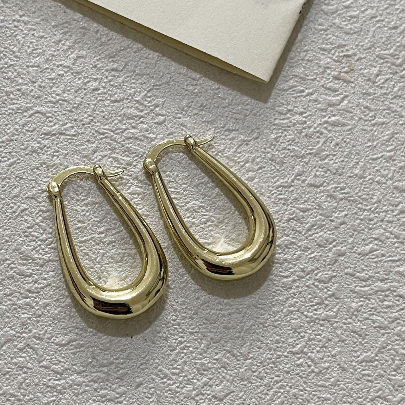 

925 Sterling Silver Earrings For Women Trendy Simple Gold Color Earring Jewelry Prevent Allergy Party Christmas Accessories
