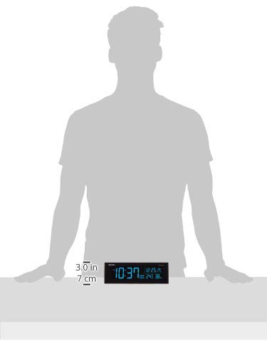 Seiko Clock DL305K Alarm Clock, Radio-Controlled Digital, AC-Powered, Color LCD, Series C3, Black, Dimensions: 7.3 x 22.2 x 4.4 cm