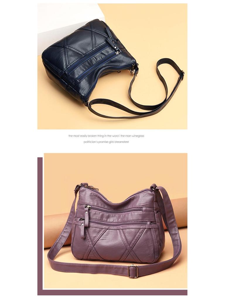 2021 Women's Soft Leather Shoulder & Messenger Bag for Middle-aged & Elderly with Large Capacity