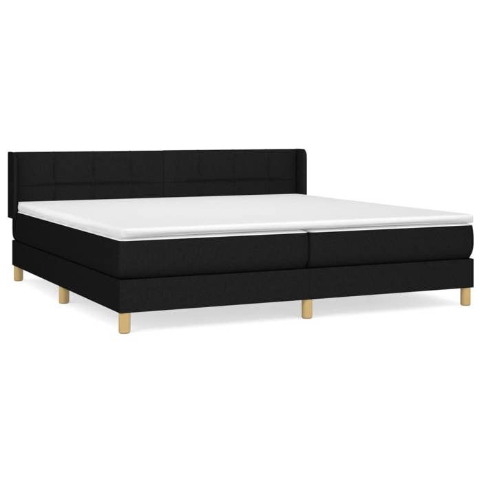 3130299 vidaXL Lit à sommier tapissier avec matelas Noir 200x200 cm Tissu