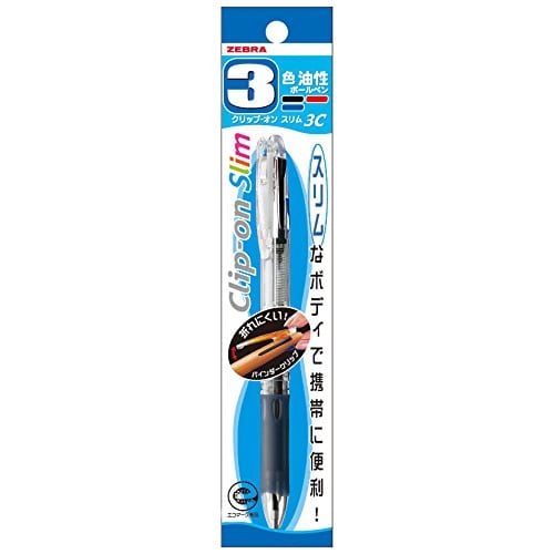 Zebra 3-color Oil-based Ballpoint Pen Clip-on Slim 3C P-B3A5-C Transparent