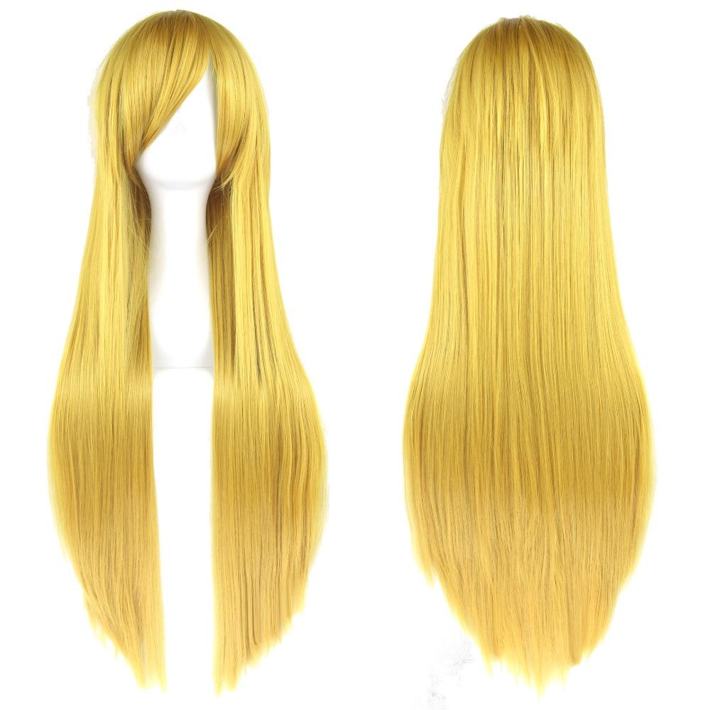Heat Resistance Long Synthetic Hair 80cm Anime Straight Hairpiece Halloween Cosplay Wigs  Costume