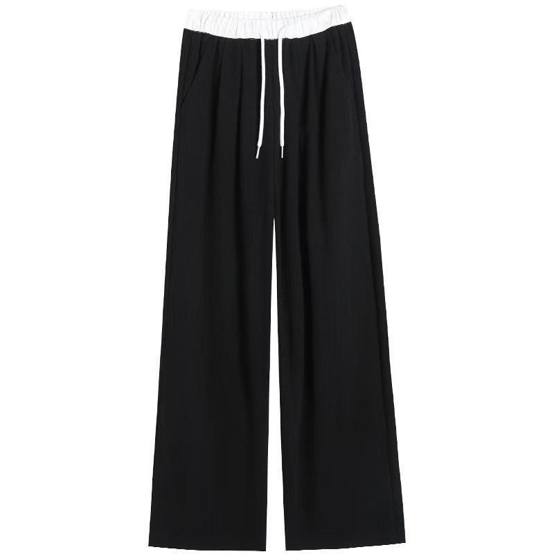Women's Color-Block Drawstring Sweatpants: New Style for Spring, Autumn & Winter; Elastic Waist, Loose Fit, Wide-Leg.