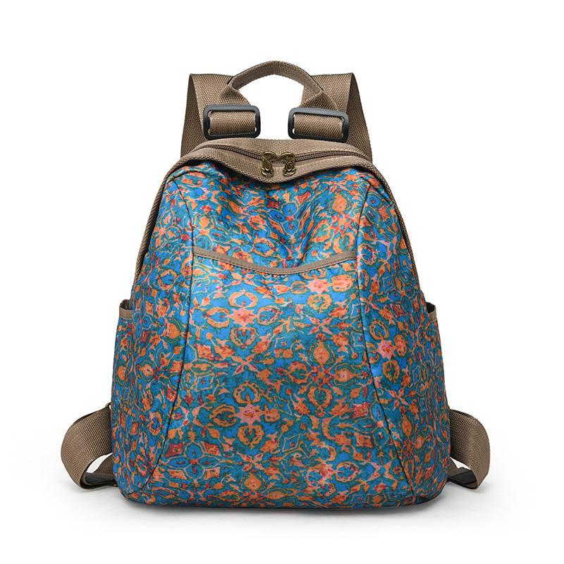 Трендовая печатная сумка 2025 года, новый рюкзак в этническом стиле, модный окрашенный печатный рюкзак, контрастная женская сумка в стиле ретро большой вместимости