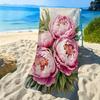 2D Black Vine Floral Beach Towel Minimalist Botanical Print Swim Wrap Soft Absorbent Bath Mat for Pool Travel Gift