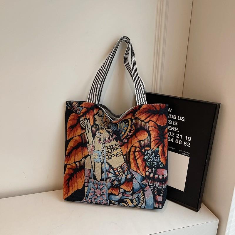 Canvas-Tasche mit Stickerei für den täglichen Gebrauch und den Weg zur Arbeit