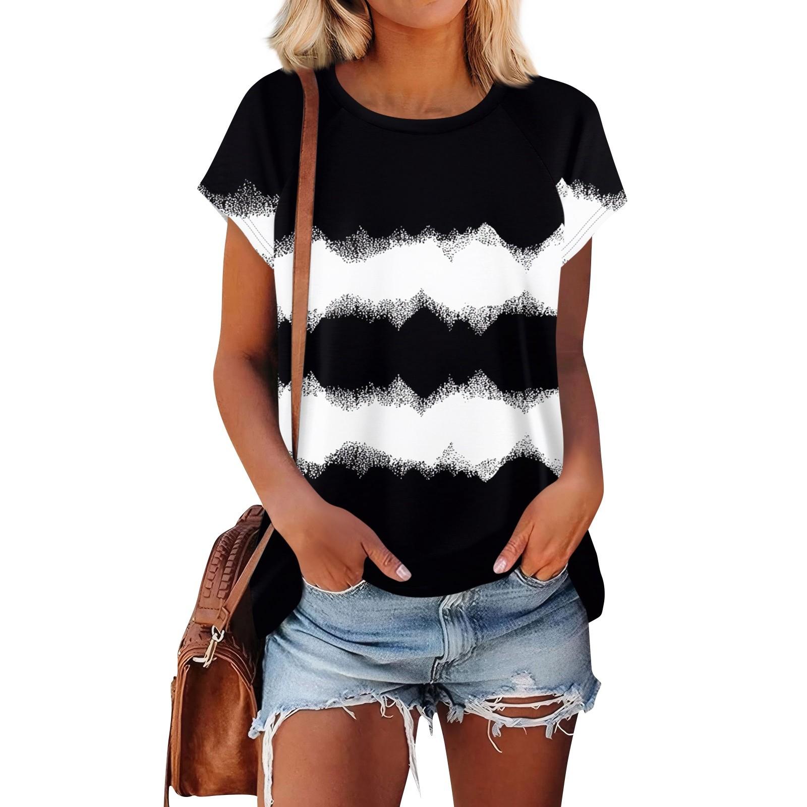

Женские футболки с коротким рукавом, милые туники с круглым вырезом, топы, базовые футболки, блузки, свободный пуловер XXXL чёрный