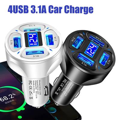 4 in 1 USB Auto Ladegerät 3,1 EINE 12-24V Digital Display Auto Handy Ladegerät Adapter Auto Ladegerät für IPhone 14 13 Xiaomi Samsung