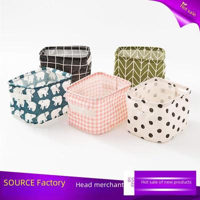 Cotton and Linen Fabric Storage Box for Cosmetics, Desktop, and Underwear