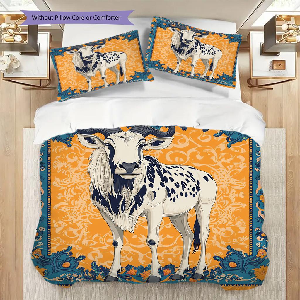 Leopard Sheep Pattern Bedding Quilt Set Quilt Cover Pillowcase Home Decoration Birthday Gift (1 * duvet cover + 2 * pillowcase, without core)