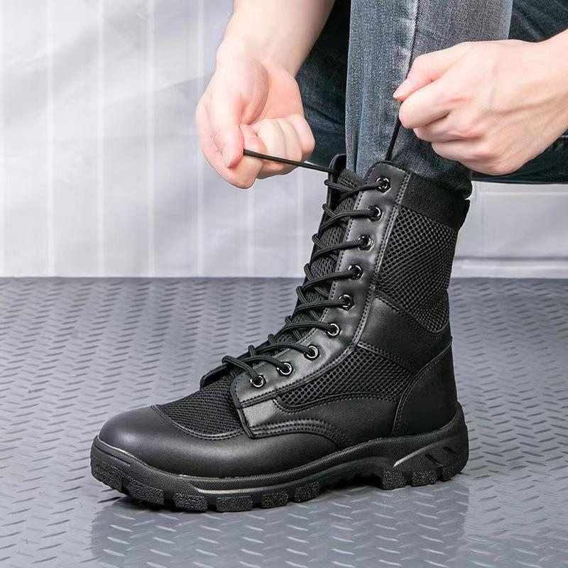 

Ultra-light military training boots high-top four-season CQB tactical zipper Martin boots ultra-light waterproof and non-slip high-top tooling boots 45