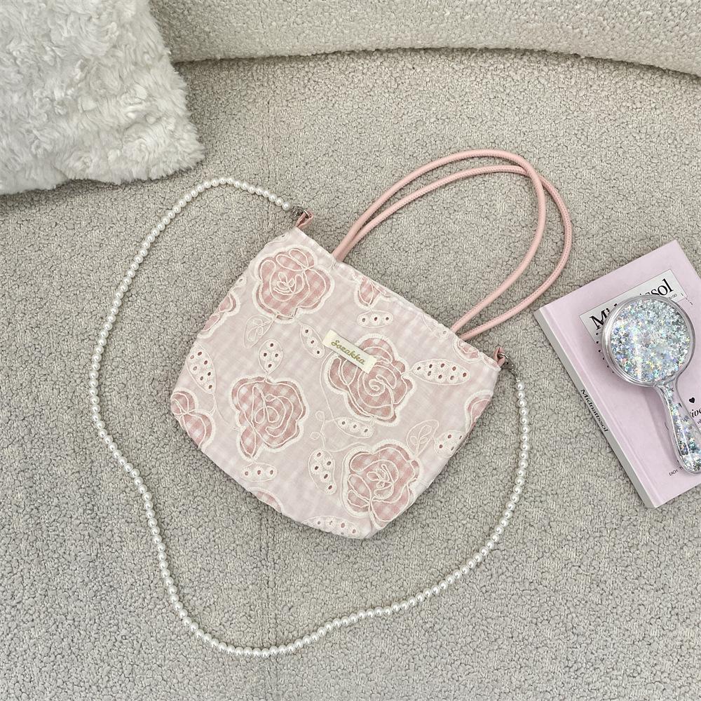 

Korean Style Floral Canvas Tote Bag - Large Capacity, Handheld Student Bag for Women розовый