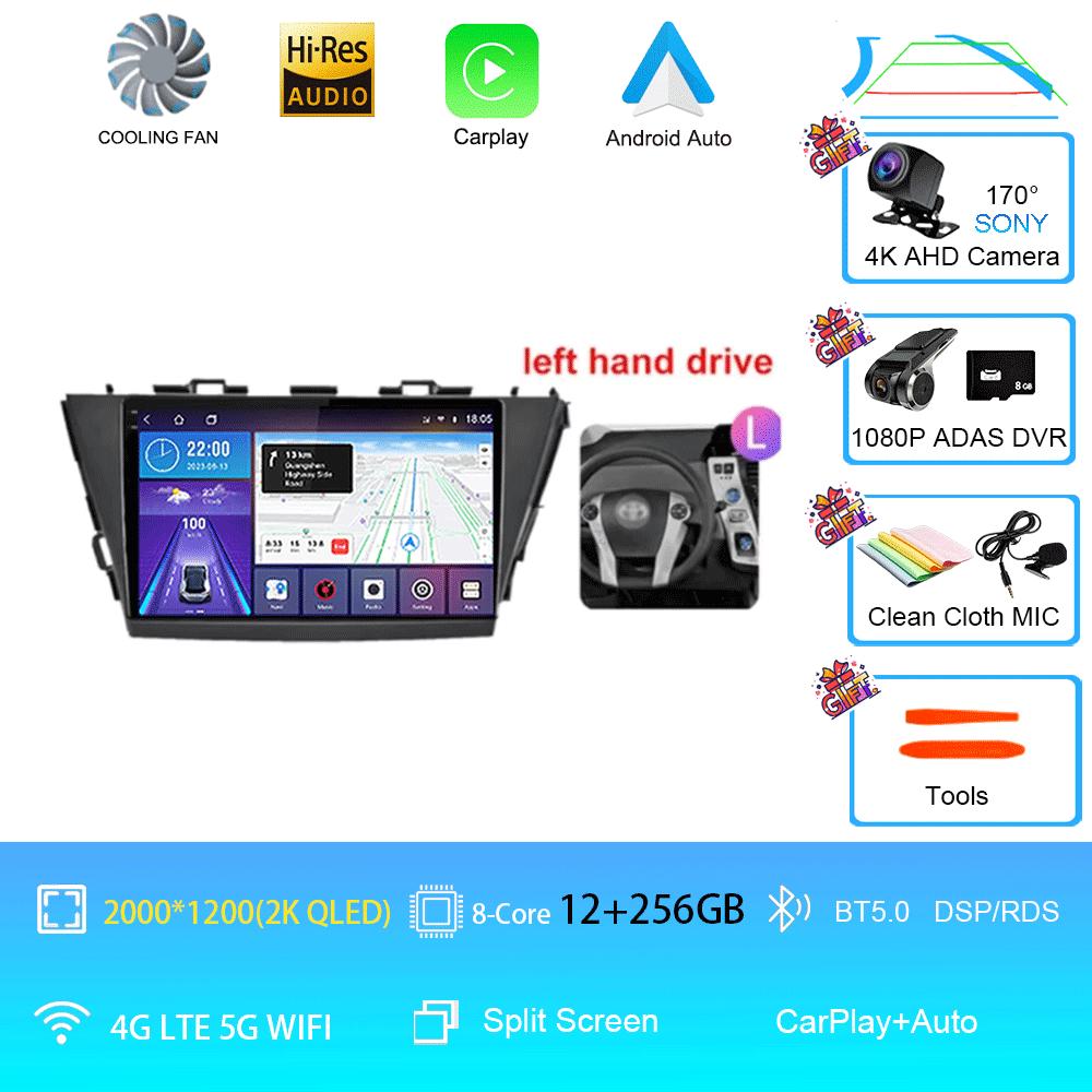 Radio auto 9" Android 14 pentru Toyota Prius V Plus Alpha 2012 2013 2014 2015 Player stereo Navigație GPS Carplay Auto LHD RHD DVD