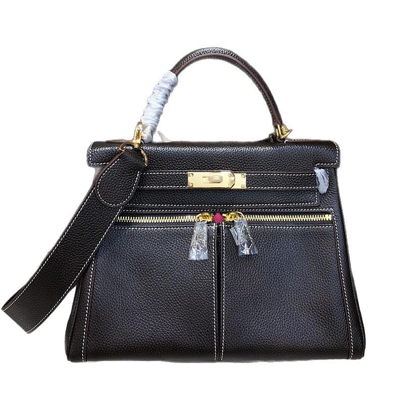 Fubao Leder lakisKL Tasche Doppelreißverschluss 28 Handtasche Premium-Leder-Handtasche Umhängetasche