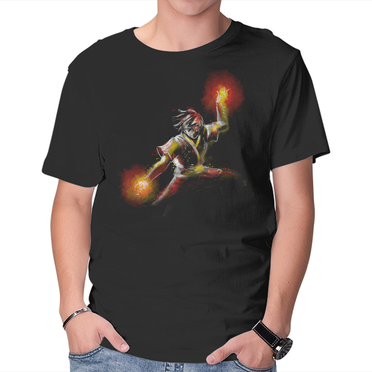 Unisex Crew Neck T-Shirt The Fire Prince Graphic Short Sleeve Casual Tee S