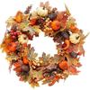 Artificial Fall Wreath With Pumpkin Bell And Berries For Halloween