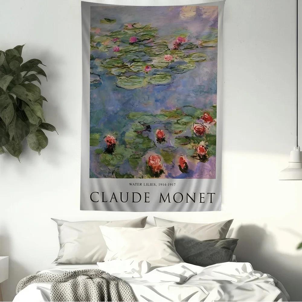Claude Monet Abstrakcyjny Gobelin Anime do Zawieszenia Tarot Hippie Dywaniki Ścienne Dekoracja Domu Akademika