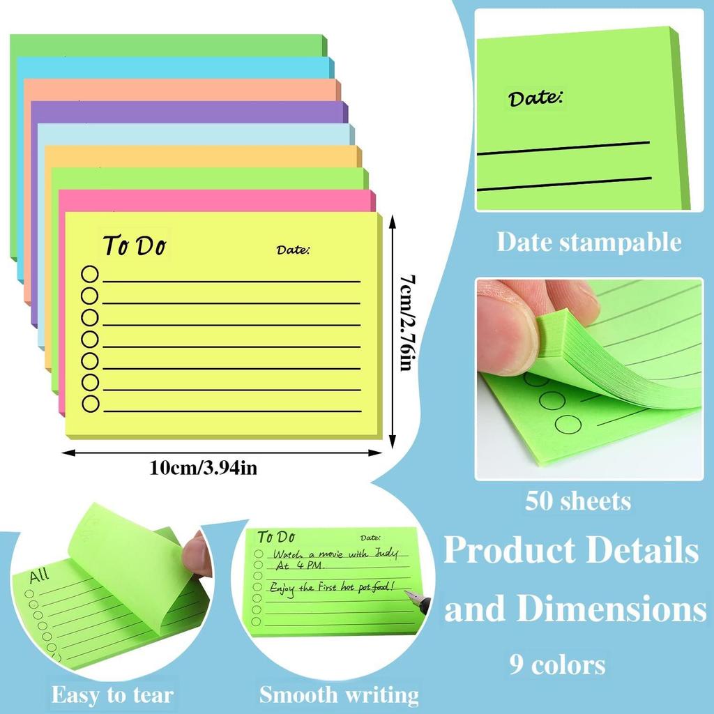 Fluorescent Sticky Notes: Multi-Color, Enhanced Adhesion for Office & Study