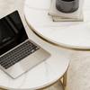 Set of 2 Stackable Nesting Coffee Tables, Industrial Design, Cement-imitation Top, White Metal Legs