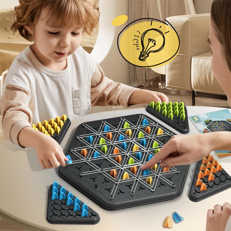 Chain Triangle Chess Game Geometric Chess Board Game Funny Family Party Triggle Rubber Band Game Parent-child Interactive Games