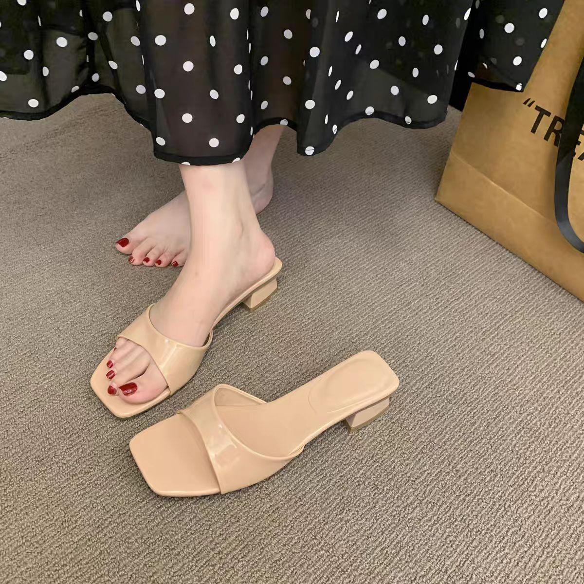 

2025 лето новые босоножки с открытым носком женские универсальные модные повседневные с квадратным носком толстый каблук высокие каблуки 40 розовый