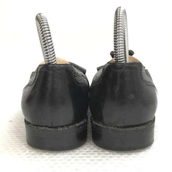 Bally Vintage Genuine Leather Wing Tassel Loafers Black Size 35.5 22.5 23.0